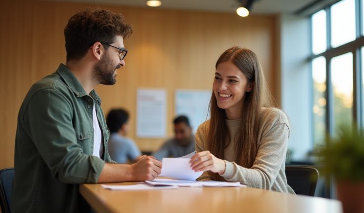 Personal ayudando a un formador en la recepción del centro